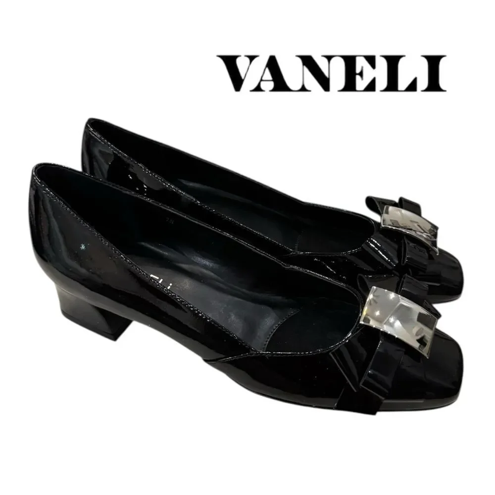 New Vaneli Dafne Black Metallic Women's Low Heel Shoes 7 7N